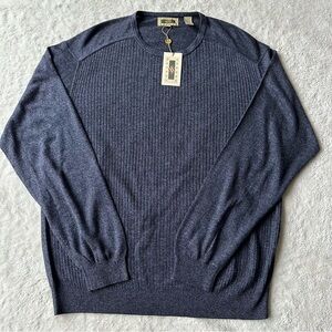 Joseph Abboud Men’s Blue Wool Silk Blend Pullover Ribbed Sweater XL Dadcore NWT